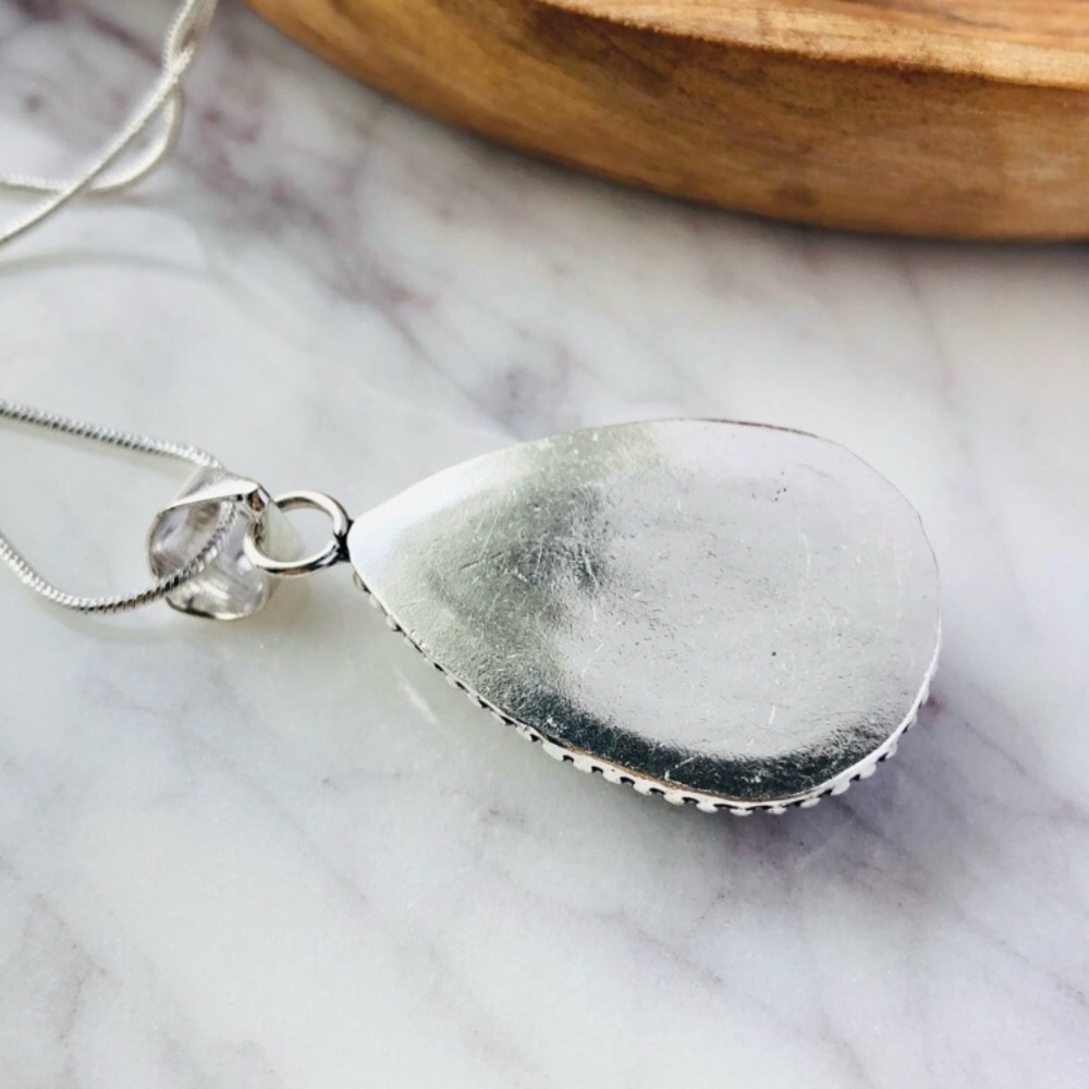 Moonstone Pear Shape Stone Statement Boho Necklace - image 8